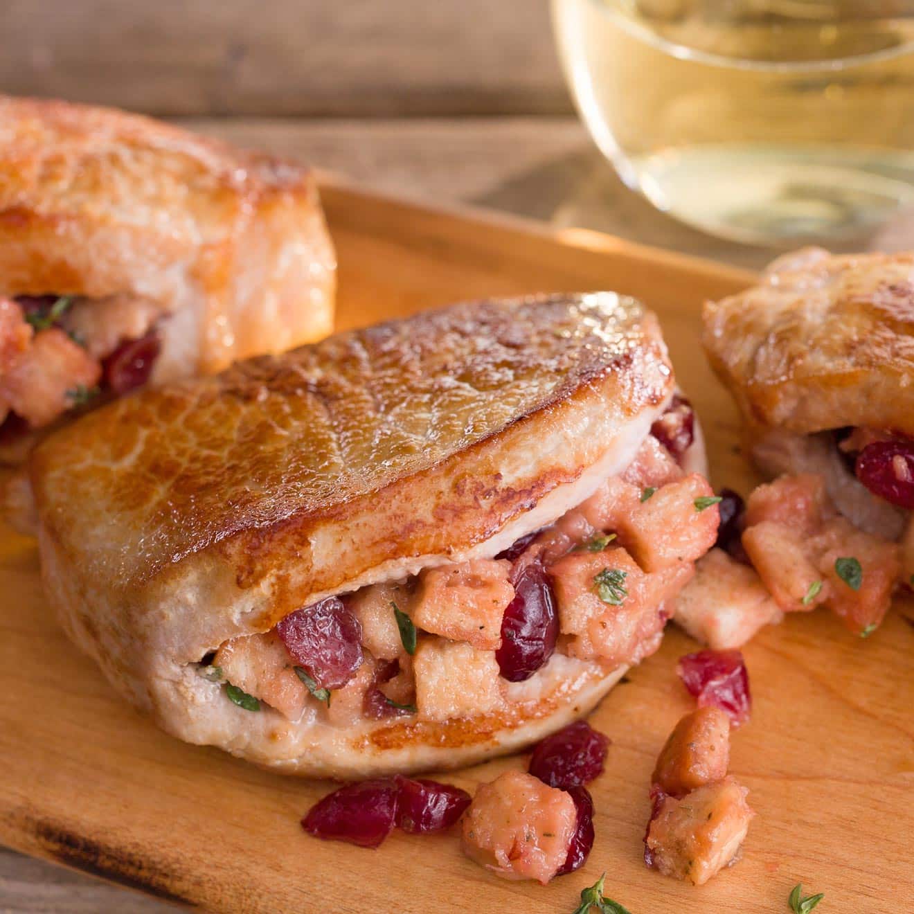 Orange Cranberry Stuffed Pork Chops  Bertolli