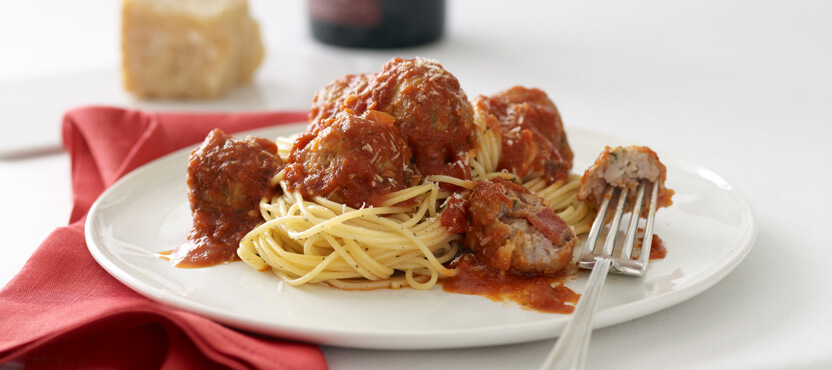 Stuffed Meatballs with Spaghetti