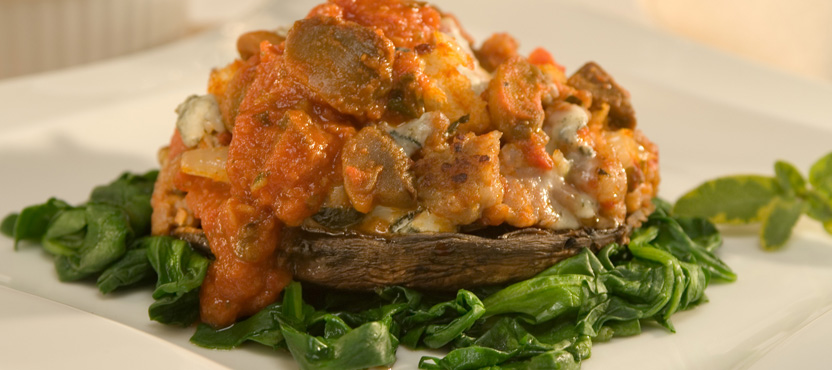 Gorgonzola & Sausage-Stuffed Portobello Mushrooms