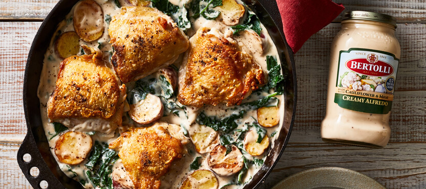 Seared Chicken with Creamy Potatoes and Kale